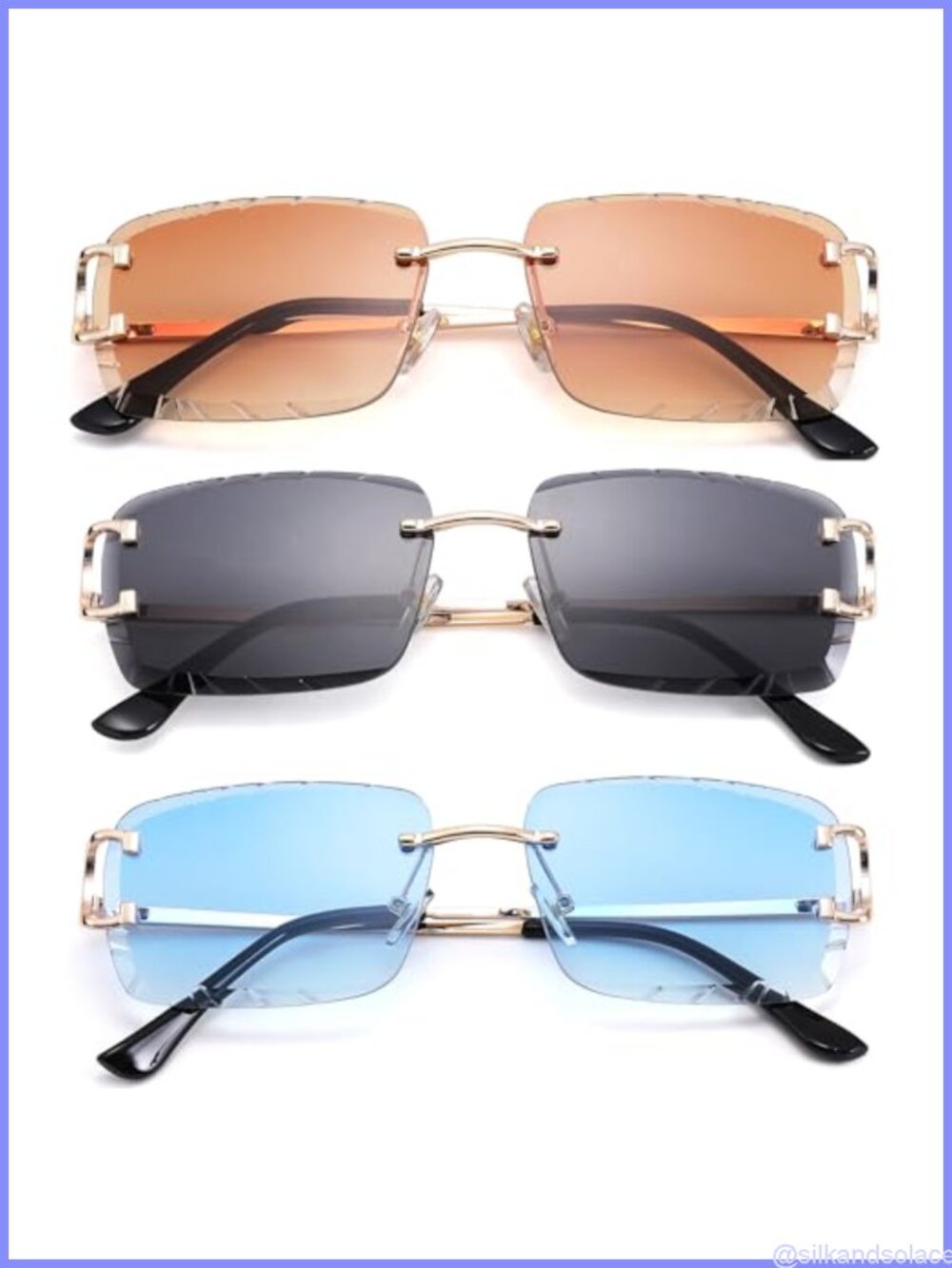 Rimless Rectangle Sunglasses UV Protected Anti-Scratch Square Shades